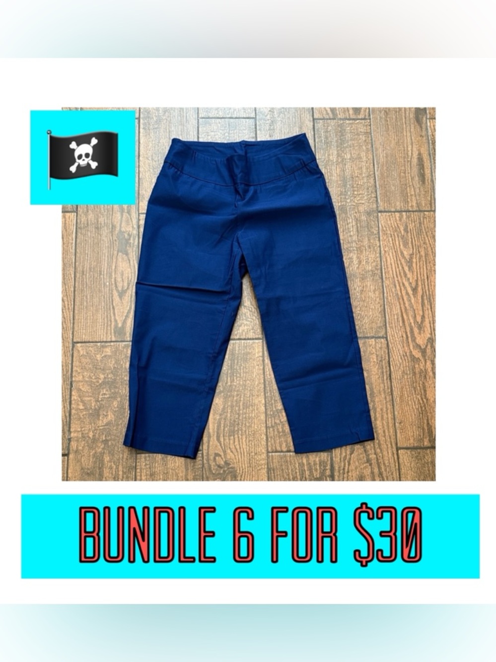 🏴‍☠️6 for $30🏴‍☠️New Directions Dark Blue Pull-On Stretch Cropped Pants-Size 10